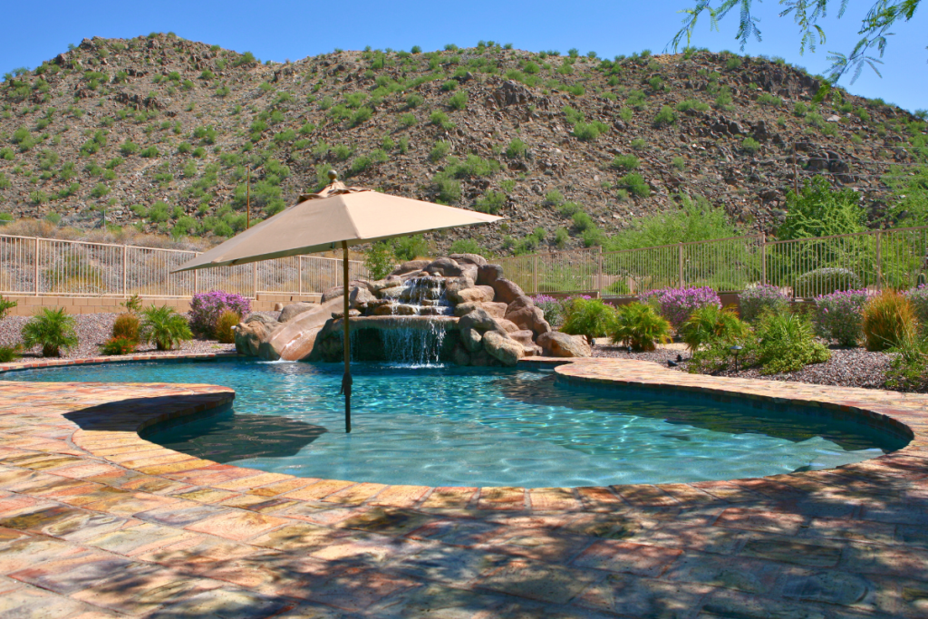 Arizona swimming pool with an umbrella